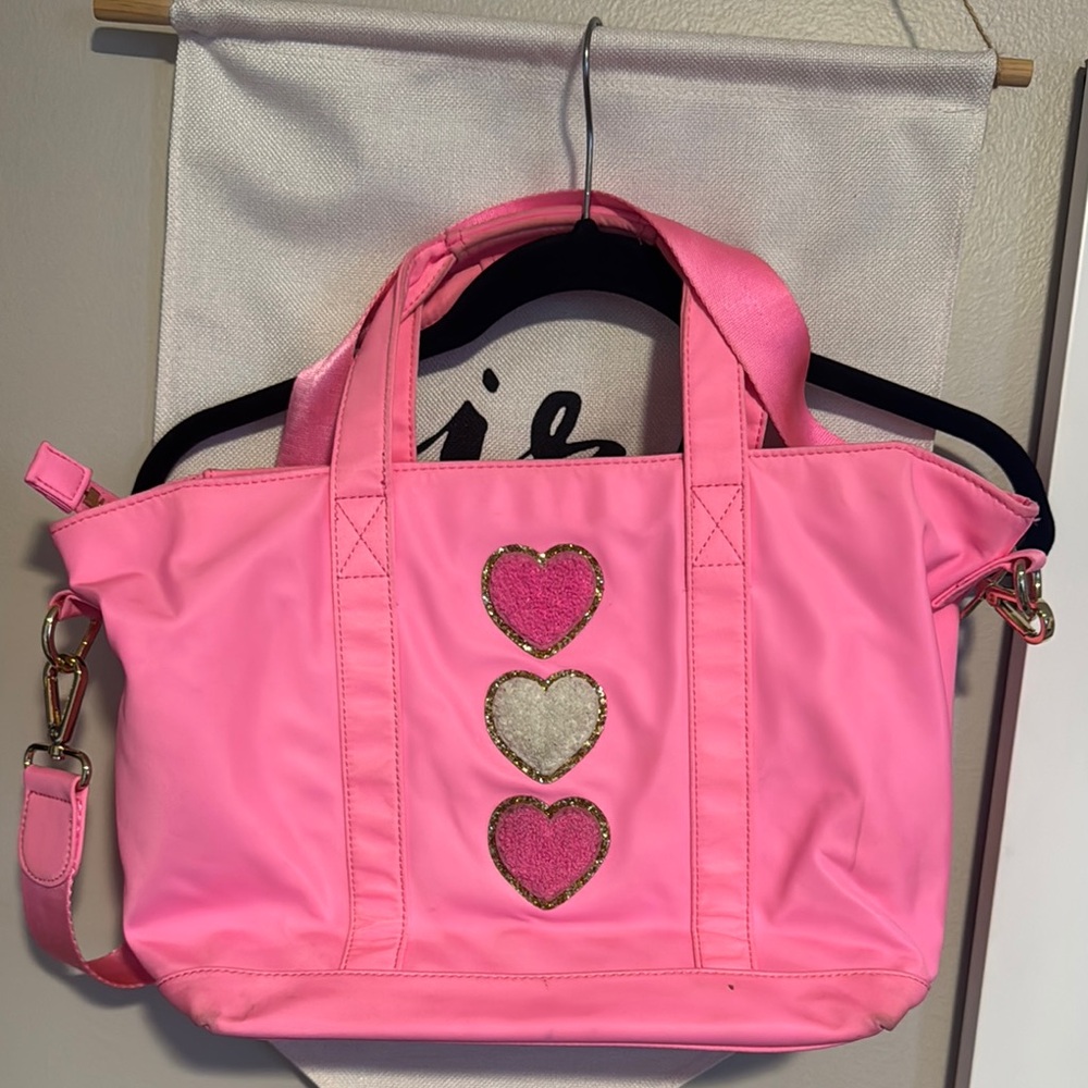 Pink Heart Embellished Tote Bag Stoney Clover Lane